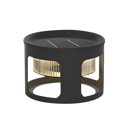 Round Outdoor Table Lamp Solar or Hardwired LED Stainless Steel Black Under-Table Lighting 3000K IP65 3 Sizes Garden Lawn