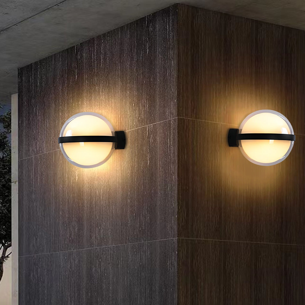 Modern Round Outdoor Wall Sconce Up Down LED 3 CCT Nordic Iron Acrylic