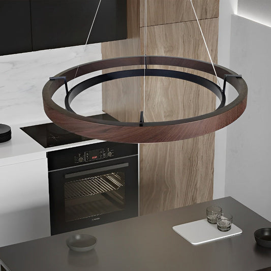 Modern Round LED Ring Chandelier Black Minimalist Ceiling Light for Dining Room and Living Room