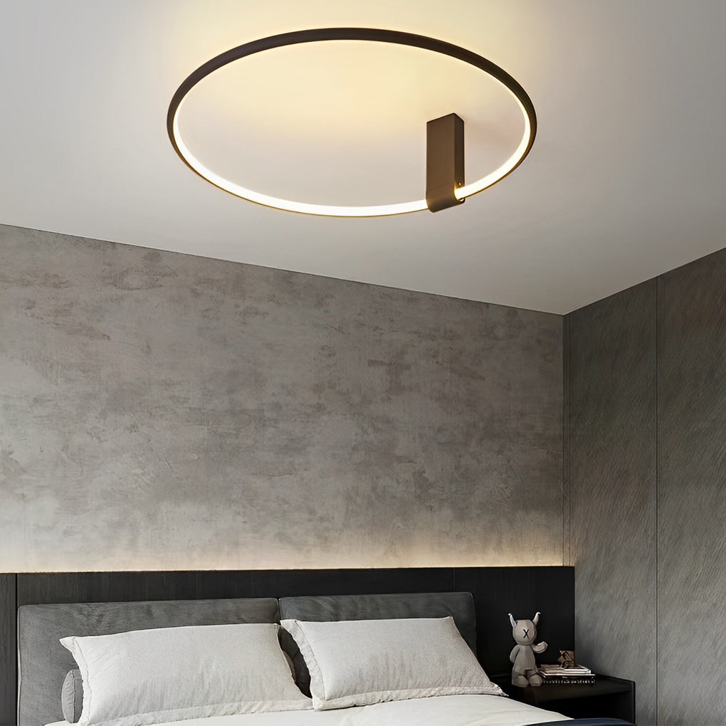 Adjustable-Angle Round Semi-Flush Mount Ceiling Light — Modern Black Aluminum Acrylic LED 3 Step Dimming High CRI