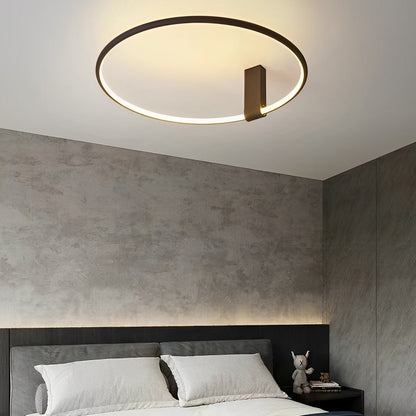 Adjustable-Angle Round Semi-Flush Mount Ceiling Light — Modern Black Aluminum Acrylic LED 3 Step Dimming High CRI