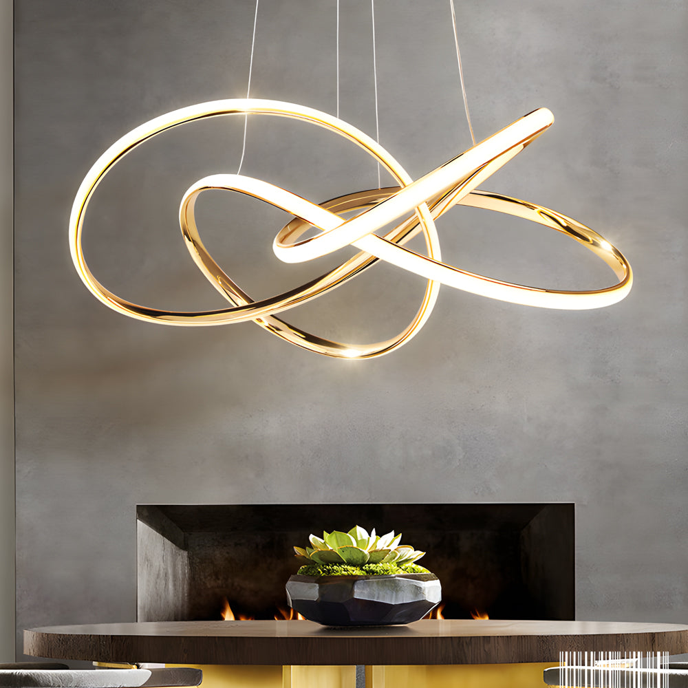 Circular Curved Lines Chandelier Aluminium Silicone LED 3000K 4500K 6000K Gold