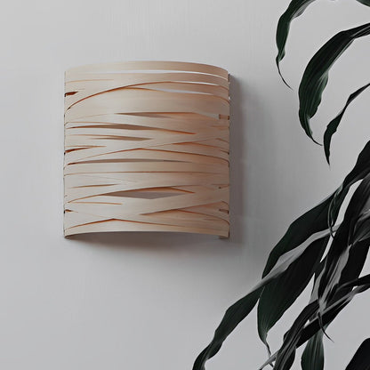 Handcrafted Wooden Wall Sconce – Semi-Cylindrical Rustic Modern Accent Light