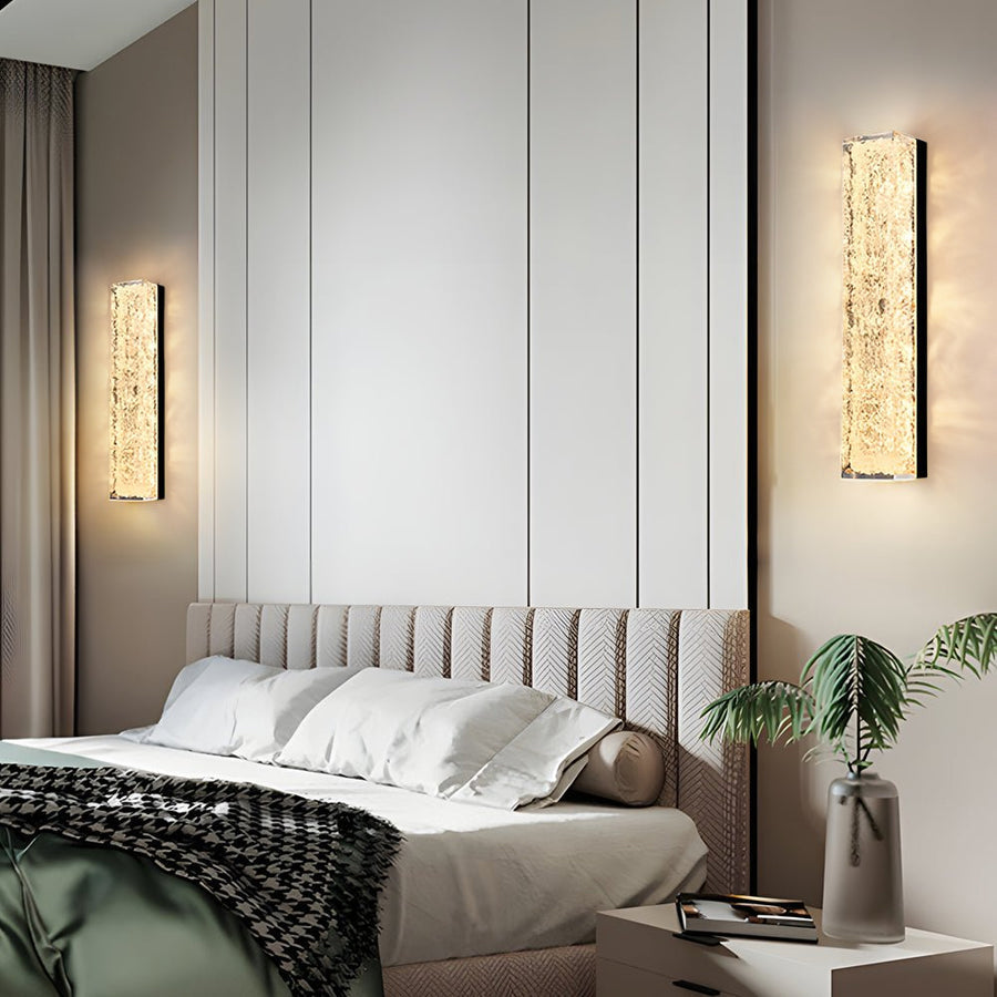 Brass Ice Resin Linear LED Wall Sconce 3000K 24W/36W Modern Luxury Indoor 2 Heights