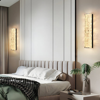 Brass Ice Resin Linear LED Wall Sconce 3000K 24W/36W Modern Luxury Indoor 2 Heights