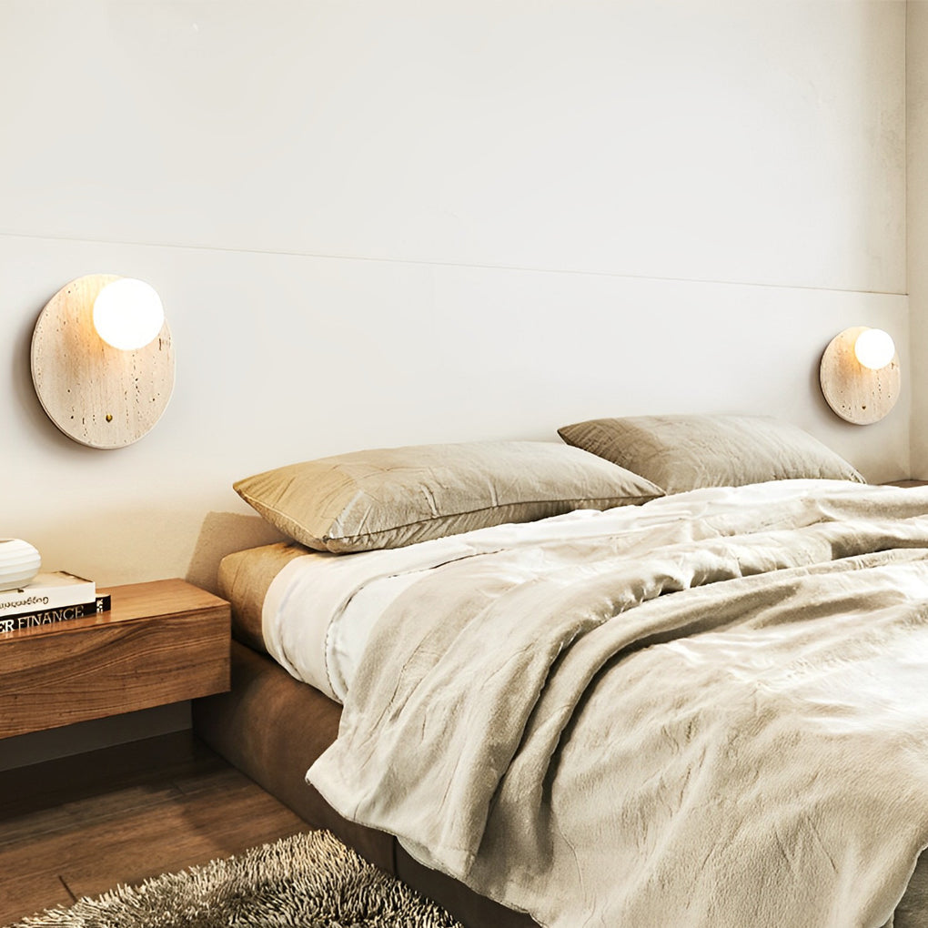 Travertine Wall Sconce Wabi Sabi Natural Stone G9 Japandi Bedroom Living Room