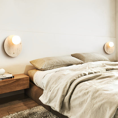Travertine Wall Sconce Wabi Sabi Natural Stone G9 Japandi Bedroom Living Room
