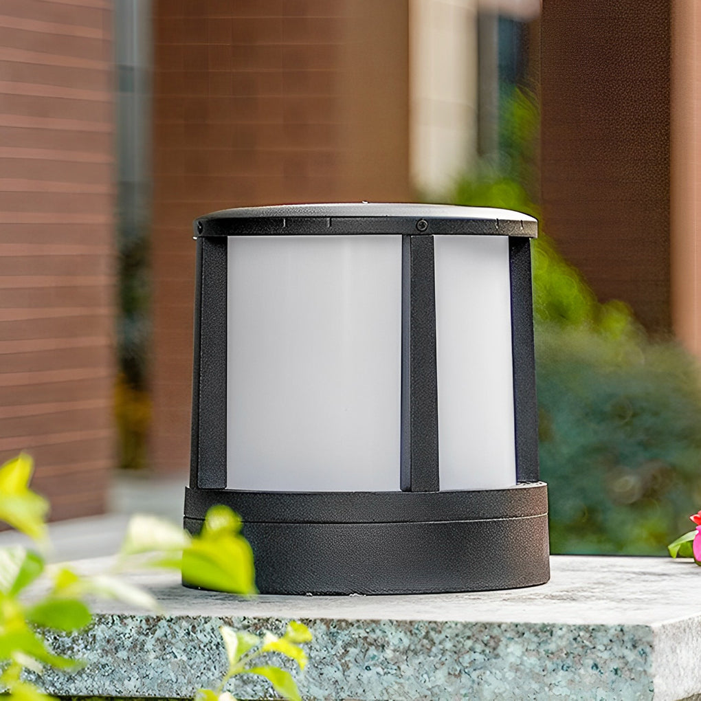 Modern Cylinder Die-Cast Aluminum Acrylic Outdoor Pillar Light Black White Hardwired IP65 700LM Garden Yard