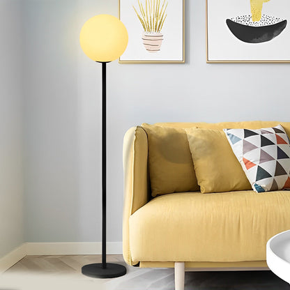 Modern Floor Lamp RGB 16 Color LED Globe App Control Dimmable Black Metal PE Shade Living Room Bedroom 60 Inch