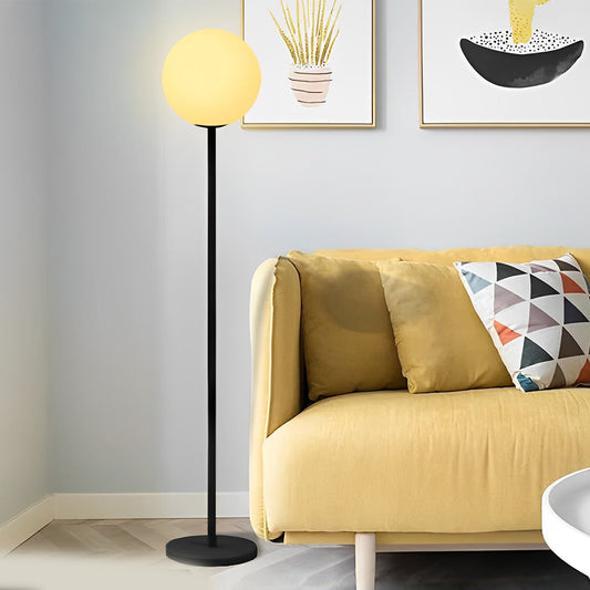 Modern Floor Lamp RGB 16 Color LED Globe App Control Dimmable Black Metal PE Shade Living Room Bedroom 60 Inch