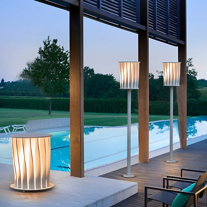 Rotating Vertical Slat Stainless Steel LED Outdoor Floor Lamp IP65 Solar 3000K