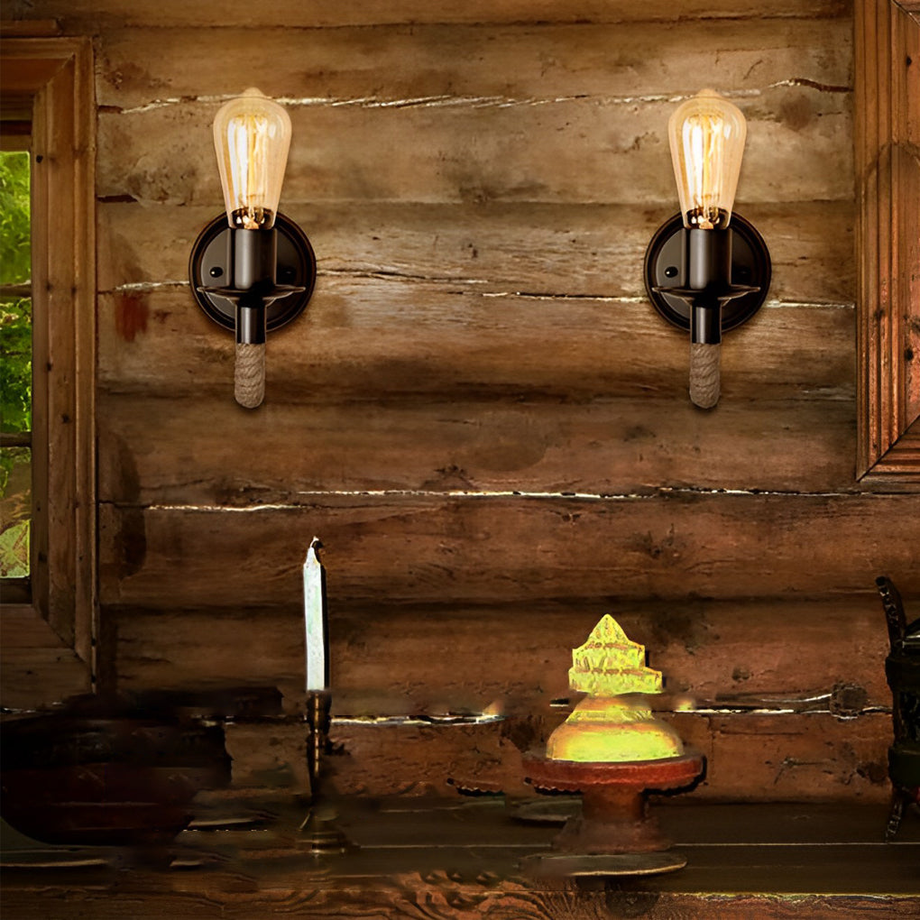 Industrial Rope Wall Sconce – Retro Iron E27 Wall Lamp Fixture