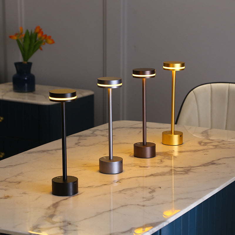 Rod Aluminium Rechargeable Table Lamp Touch Control Black Gold Coffee Gray