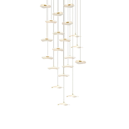 Staircase Chandelier Iron Acrylic Lotus Leaf Integrated LED Modern Retro Fixed Neutral White Dual Voltage Six Configurations 9-Light to 36-Light