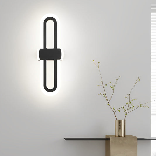 Nordic Geometric LED Wall Sconce Iron Modern Minimalist Bedroom Hallway Black White