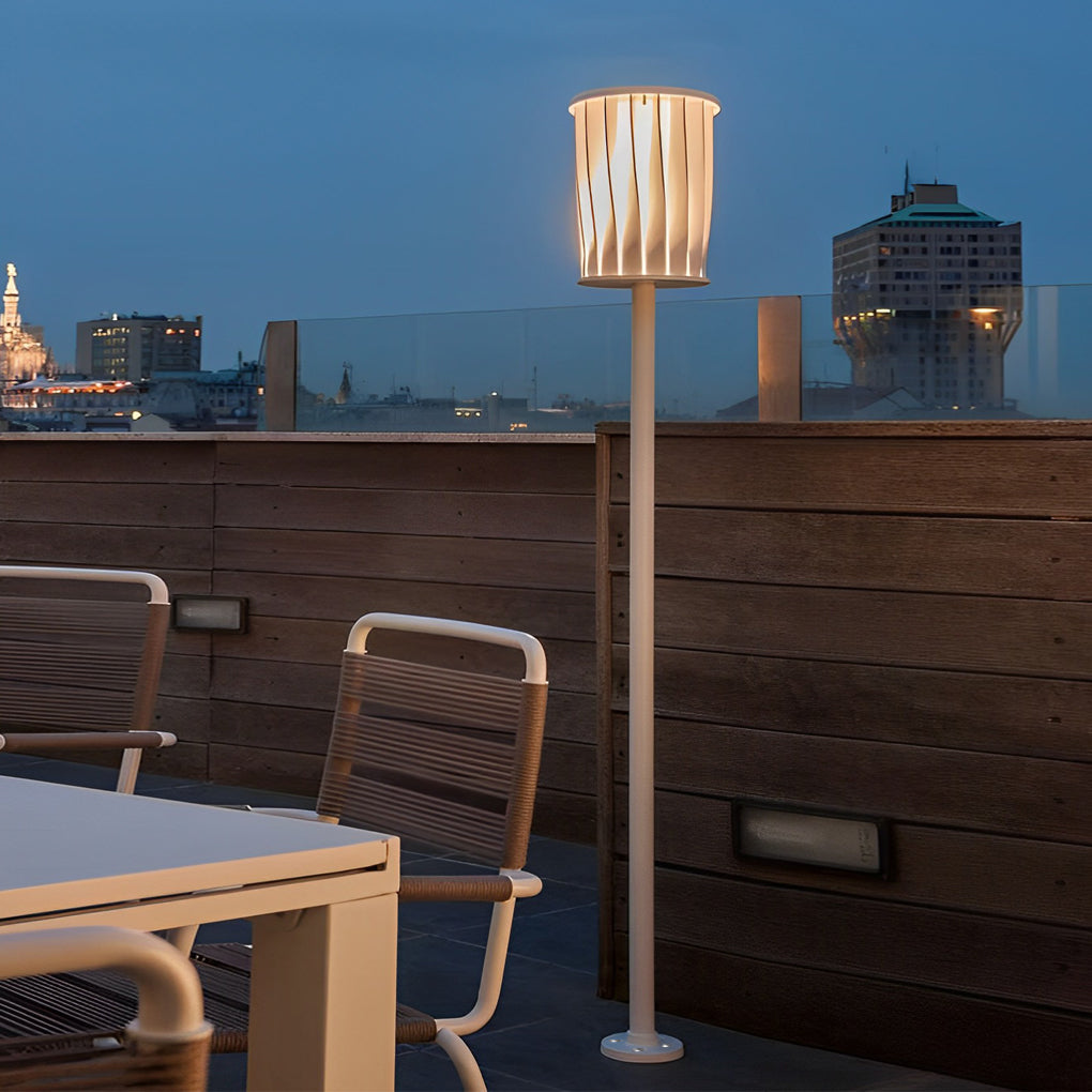 Rotating Vertical Slat Stainless Steel LED Outdoor Floor Lamp IP65 Solar 3000K