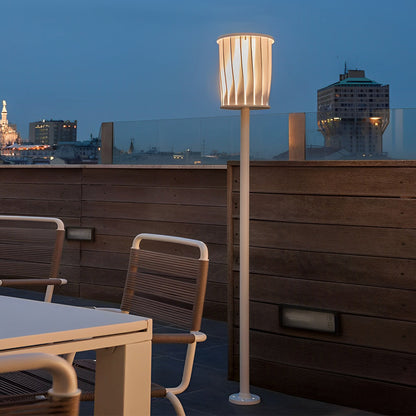 Rotating Vertical Slat Stainless Steel LED Outdoor Floor Lamp IP65 Solar 3000K