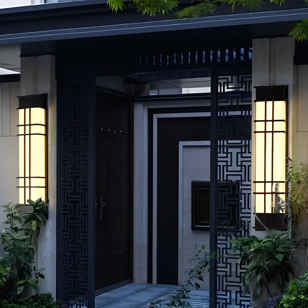 Retro Black Outdoor Wall Sconce Galvanized Steel Acrylic IP65 CRI80 4 Heights 700LM 840LM Garden Villa Yard
