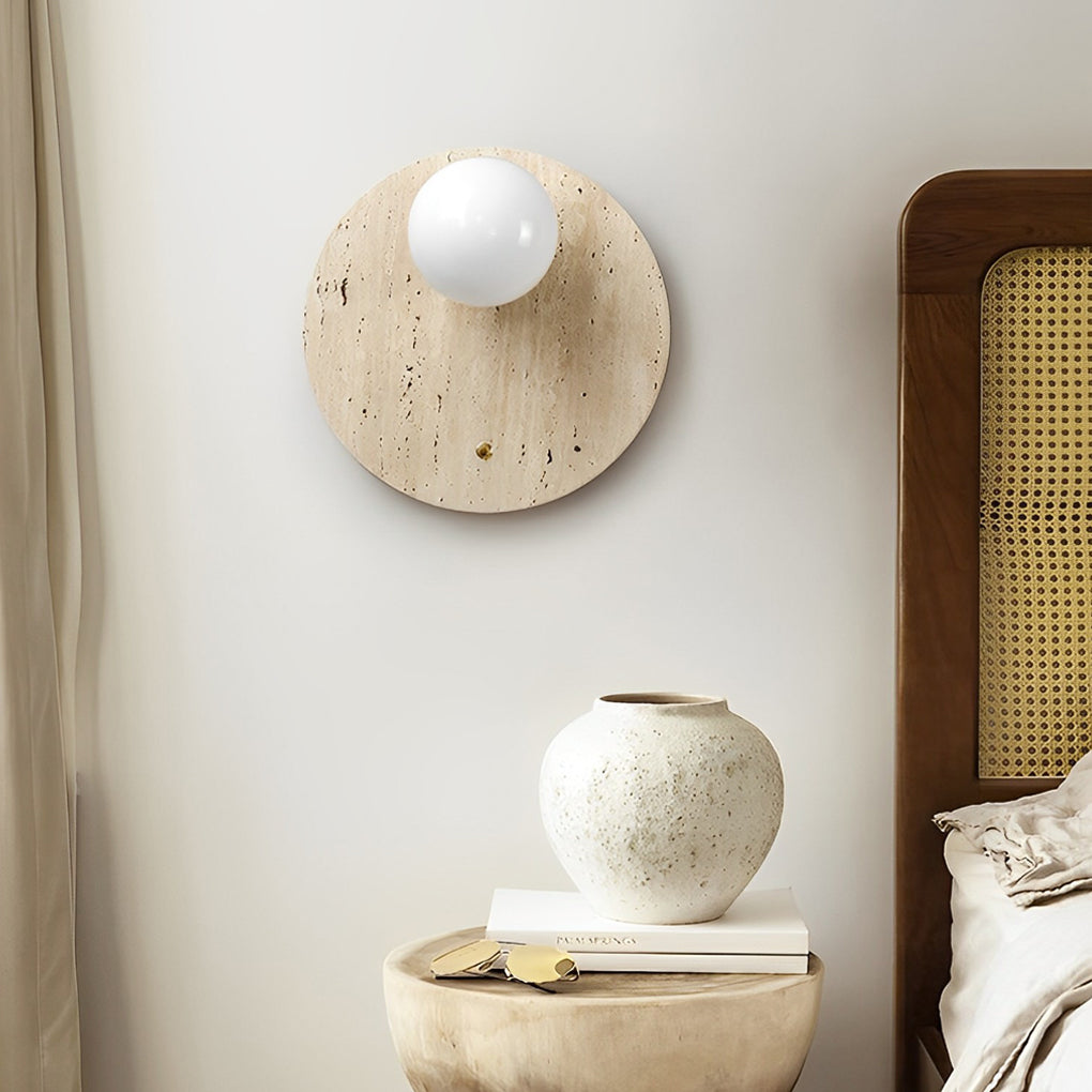 Travertine Wall Sconce Wabi Sabi Natural Stone G9 Japandi Bedroom Living Room