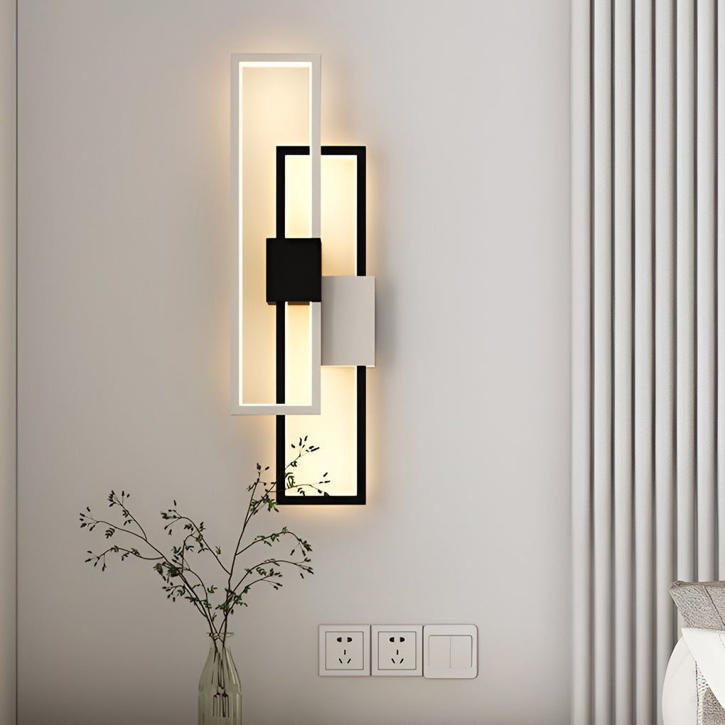 Rectangular Three-Color LED Wall Sconce Modern Nordic Bedroom Hallway Black Gold
