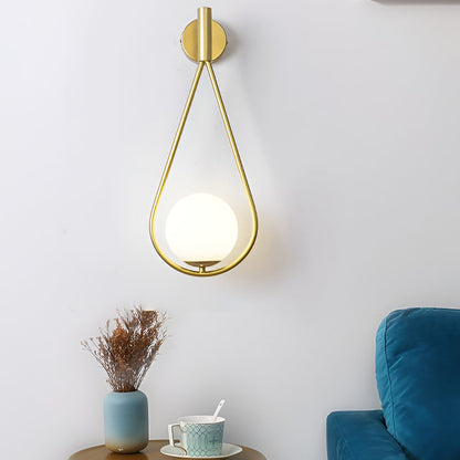 Teardrop Wall Sconce Nordic Glass Globe Iron E27 Bedroom Living Room Black Gold