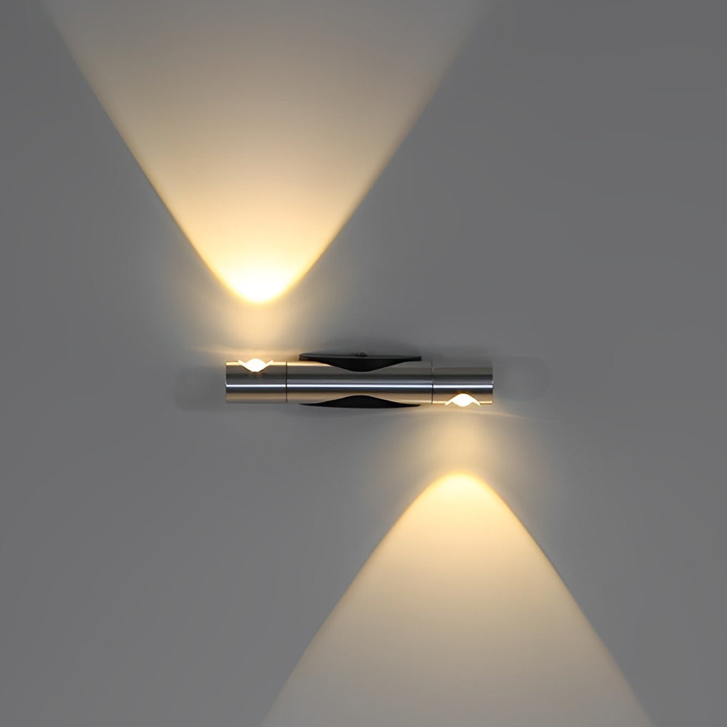 Adjustable Up Down LED Wall Washer Lamp Modern Cylindrical Staircase Hallway Living Room Black Silver