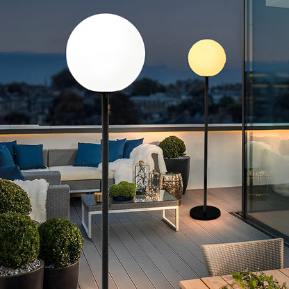 Modern Floor Lamp RGB 16 Color LED Globe App Control Dimmable Black Metal PE Shade Living Room Bedroom 60 Inch