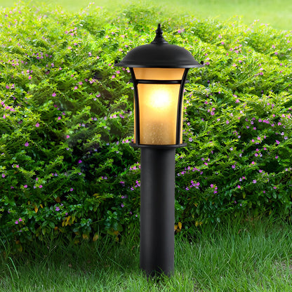 Old England Style Outdoor Garden Post Light Black Iron Handmade Glass LED 3 Heights Yard Path