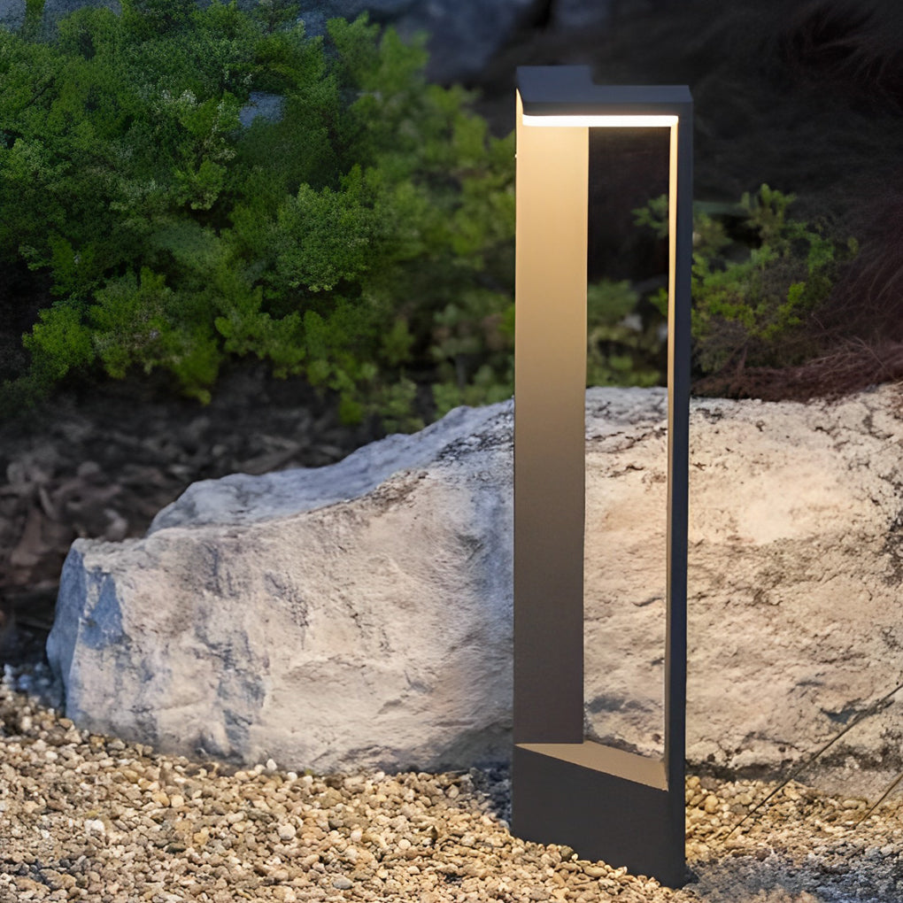 Linear Frame LED Pathway Light Black Aluminum 12W Geometric Outdoor Landscape 3 Heights