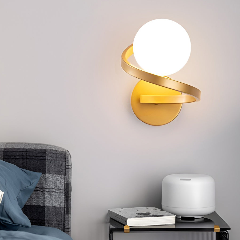 Curved Metal LED Wall Sconce G9 Iron Glass 3000K/6000K Nordic Modern Bedside Black Gold 7.87''