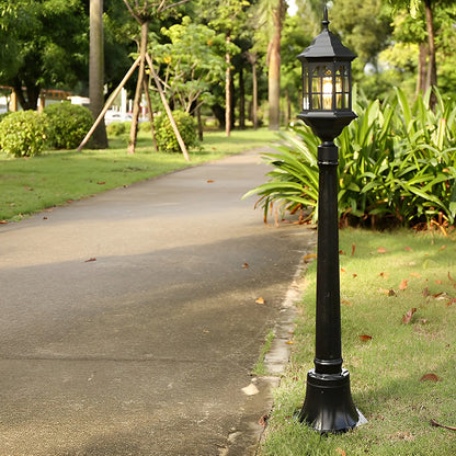Modern Industrial Slim Post Outdoor Lamp Black or Bronze Die-Cast Aluminum Cylindrical Glass 32 Inch
