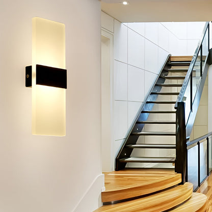 Rectangular LED Wall Sconce Acrylic Modern Minimalist Hardwired Bedroom Hallway Black Gold Silver