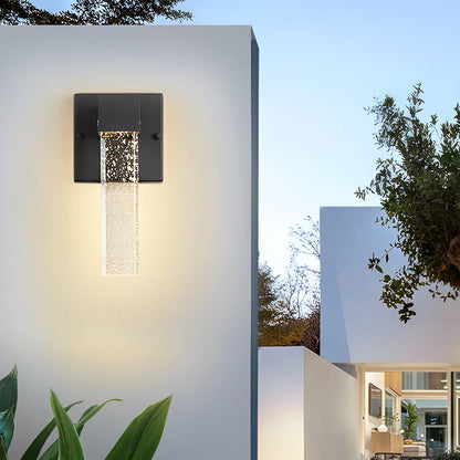 Modern LED Outdoor Wall Sconce Die-Cast Aluminum Crystal Bubble Shade 10W 3000K 90-260V Black
