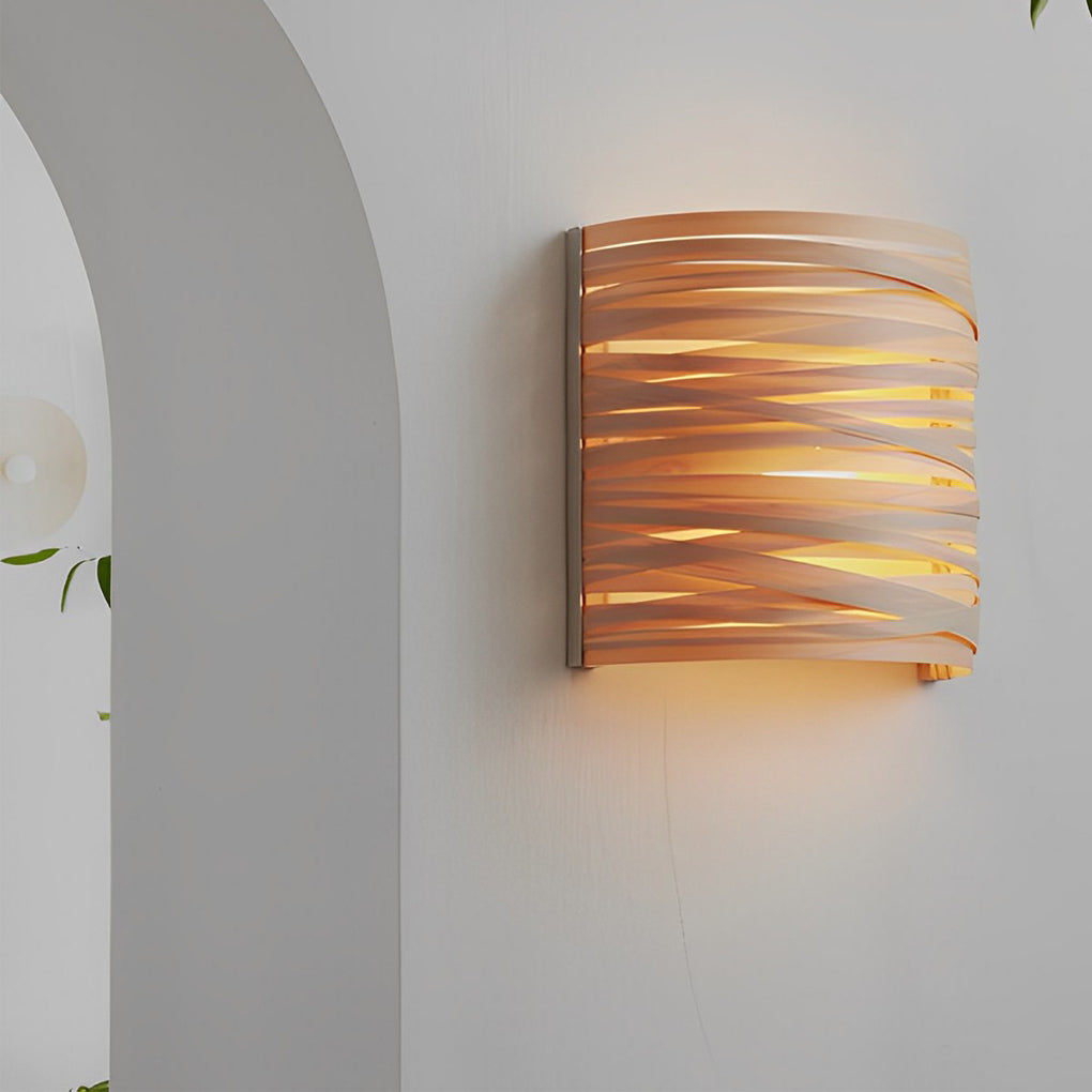 Handcrafted Wooden Wall Sconce – Semi-Cylindrical Rustic Modern Accent Light