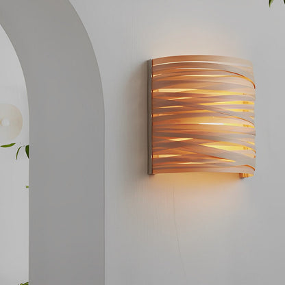 Handcrafted Wooden Wall Sconce – Semi-Cylindrical Rustic Modern Accent Light