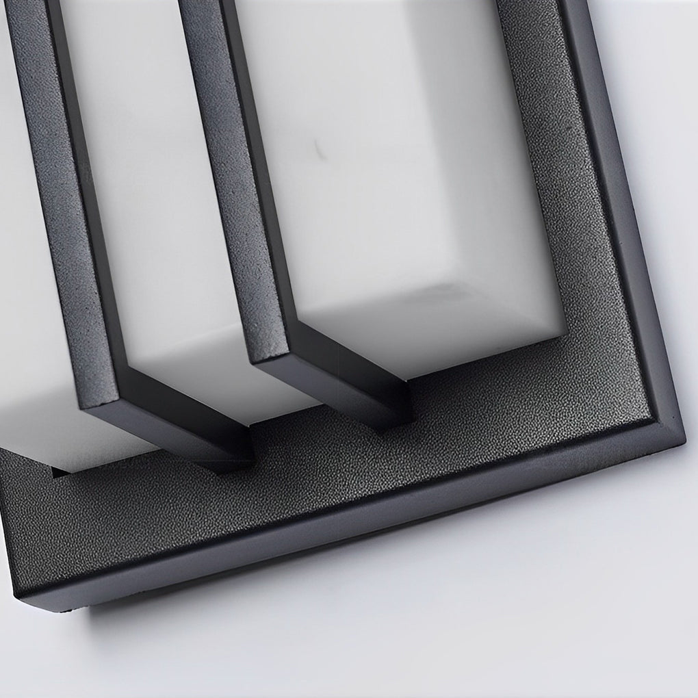 Modern LED Outdoor Wall Sconce Stainless Steel Resin Marble Shade IP54 28W 3CCT Black 27 Inch