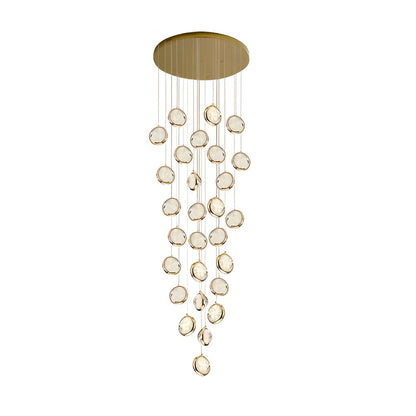 Staircase Chandelier Stainless Steel Gold Gas-Injected Hand-Blown Crystal Globe Cluster Integrated LED Modern Fixed Warm White Five Configurations 8-Light to 36-Light