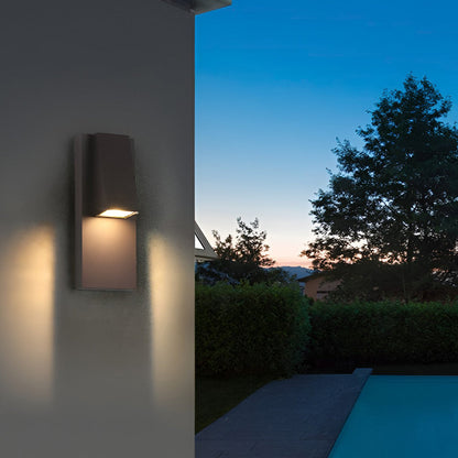 Modern LED Outdoor Wall Sconce Die-Cast Aluminum Glass Shade 18W 3000K 95-265V Black Courtyard Villa