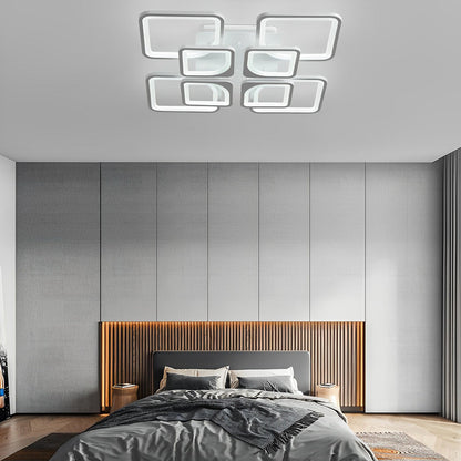 Square Internal External Semi-Flush Mount Ceiling Light — Modern White Iron Acrylic Dimmable Remote LED 5 8 Light