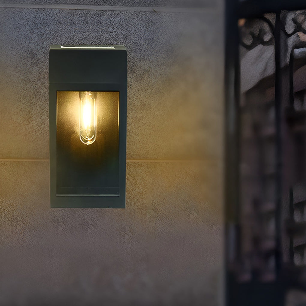 Solar LED Outdoor Wall Sconce Glass Shade Light-Controlled Auto Dusk-to-Dawn Warm White Black Community Park Fence