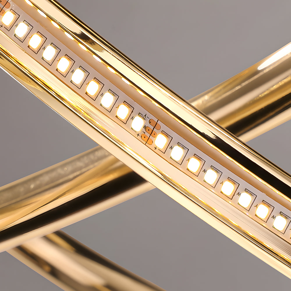 Circular Curved Lines Chandelier Aluminium Silicone LED 3000K 4500K 6000K Gold