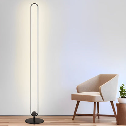 Modern Floor Lamp LED Oval Sculptural Acrylic Metal Warm White 3000K Foot Switch Black Gold Living Room Bedside 53 Inch