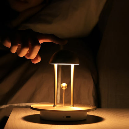 Modern Rechargeable LED Table Lamp Nickel Jingle Sphere Infrared Touch Dimmable Cordless Warm White 2400K Gold Silver 5.7 Inch