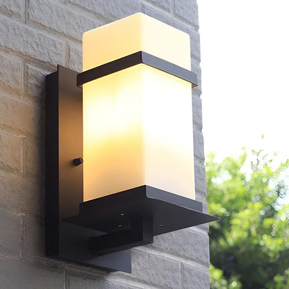 Modern Minimalist Black Outdoor Wall Sconce Frosted Glass E27 IP65 100-265V