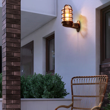 Retro Cage LED Outdoor Wall Sconce Die-Cast Aluminum Glass Black Bronze E27 3000K Indoor Outdoor