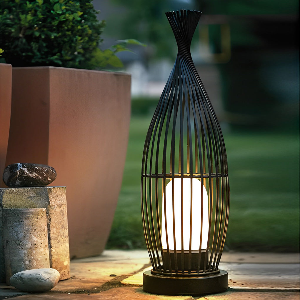 Industrial Caged Bottle Stainless Steel LED Outdoor Floor Lantern IP54 3000K