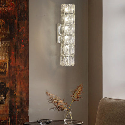 Cylindrical Crystal LED Wall Sconce Stainless Steel G9 3-Step CCT 3000K–6000K 3 Heights Indoor
