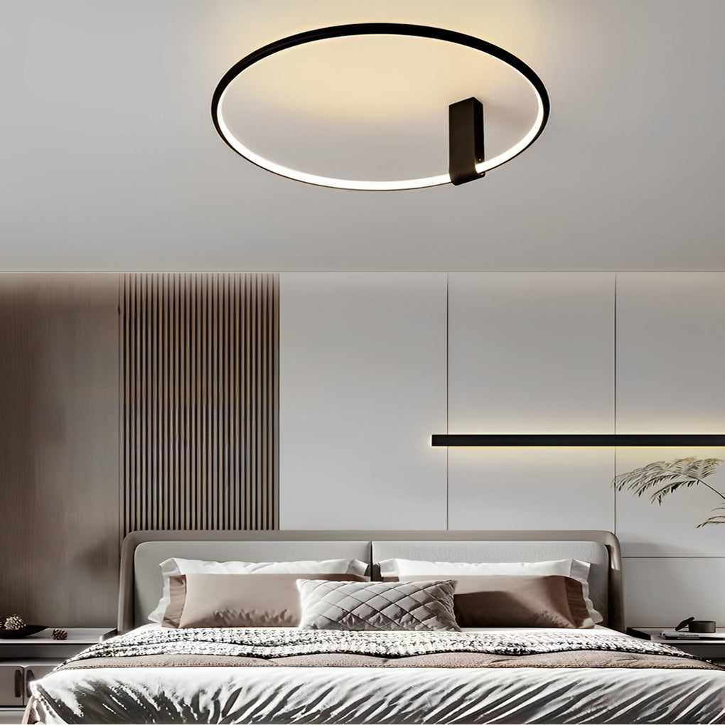 Adjustable-Angle Round Semi-Flush Mount Ceiling Light — Modern Black Aluminum Acrylic LED 3 Step Dimming High CRI