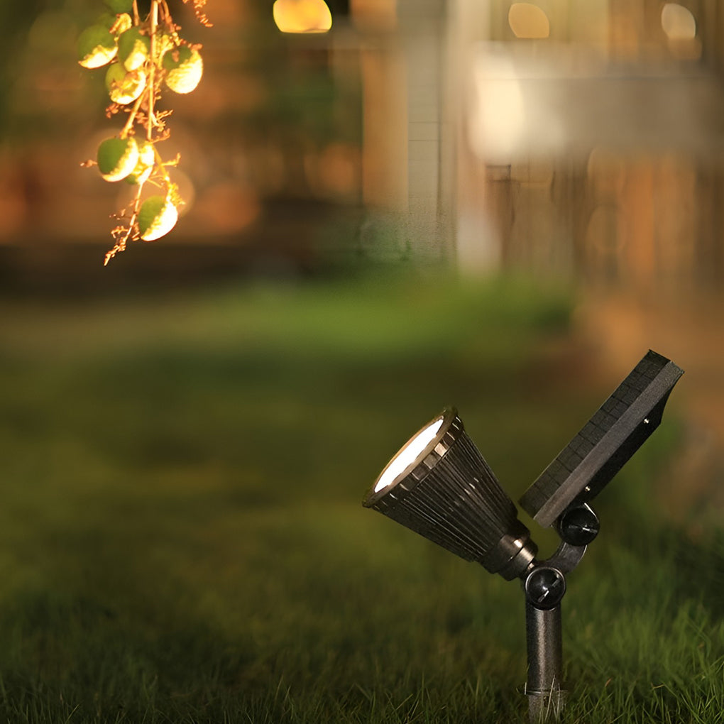 Solar Powered Outdoor Spotlight ABS 7W 490LM Warm White RGB IP65 4400mAh Landscape