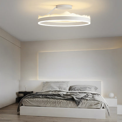 Round LED Semi-Flush Mount Ceiling Light Nordic Modern Iron Acrylic White Stepless Dimmable 16 20 Inch